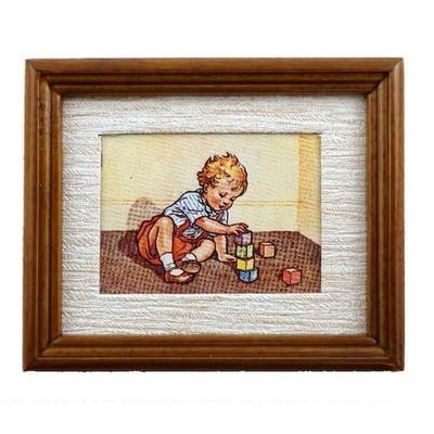 Puppenhaus Bau lernen Malerei Miniatur Nussbaum Rahmen 1:12