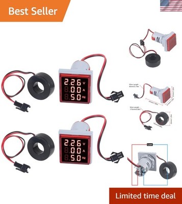 Set of 2 Digital Voltage Current Frequency Meters with 3-in-1 Functionality