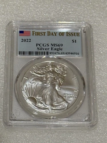 2022 Silver Eagle PCGS MS69 ~~ First Day Issue ~~ Pristine  ~~ No Spots (916)