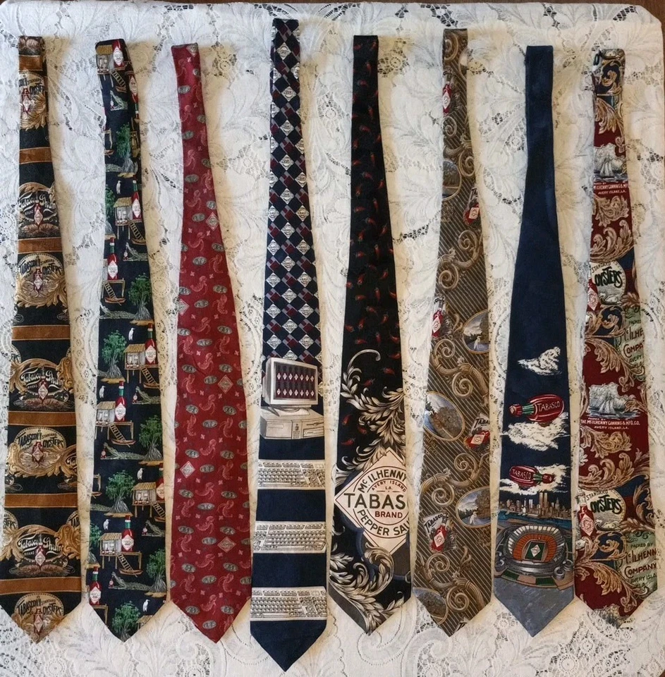 7 галстуков McIlhenny Tabasco Hot Sauce футбольный стадион устрицы раки - Изображение 2 из 4