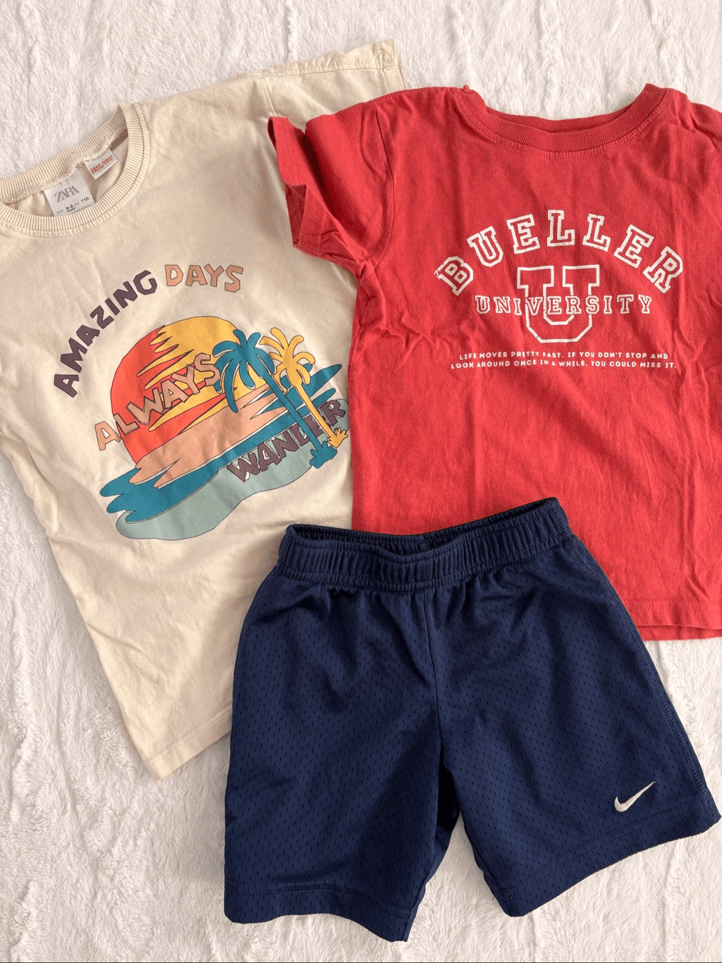 Toddler Boy 3/4 Outfit Bundle Zara Graphic Tee Nike Shorts 4T Small Shop Shirt thumbnail 3