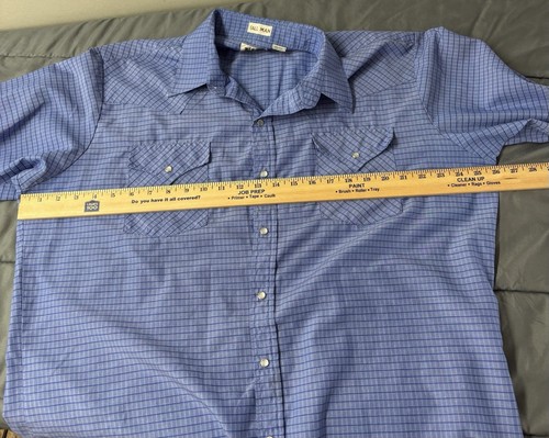 Ely Cattleman Pearl Snap Western Shirt Mens XLT Blue Plaid Short Sleeve Cowboy - Picture 6 of 8