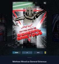 Star Wars Card Trader Arcade Red Signature Award General Grievous RARE