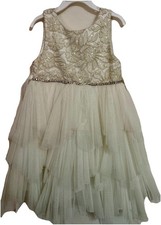 American Princess Girls Sleeveless Tulle Overlay Dress Size 6 Bow Zip 10 C 22 L