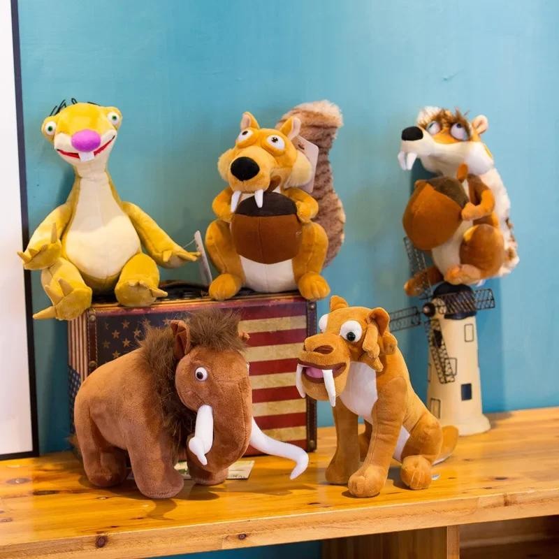 Juguete de Peluche Edad de Hielo Ardilla Mamut Elefante Diente de Espada Tigre Muñeca Relleno Suave
