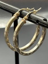 1" Sterling Silver Diamond Cut Hoop Earrings 4G 925 Z11