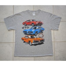 Pontiac Classic Muscle Cars Gto 60s 70s Mens Large Gray Short Sleeve T-shirt