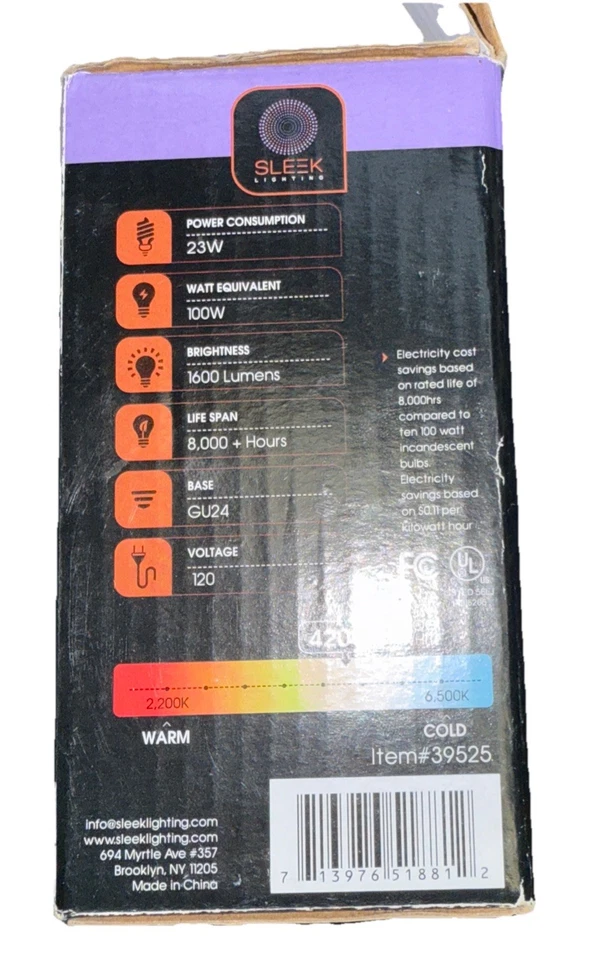 NEW SLEEK 23W GU24 4200K Spiral Twist Lock Base CFL Light Bulb 100W Equivalent - Image 4 of 4