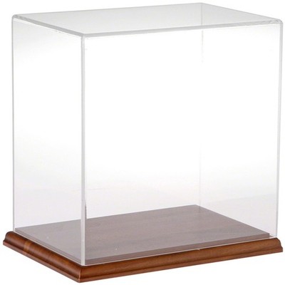 Plymor Clear Acrylic Display Case with Hardwood Base, 9'' W x 6'' D x 9'' H