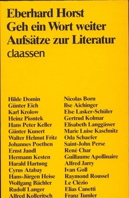 Geh ein Wort weiter - Signiertes Exemplar Horst, Eberhard: