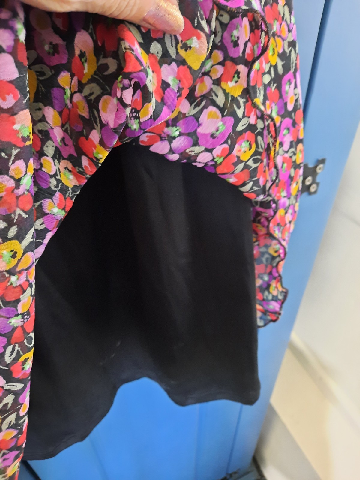 W Women’s Size 16 Multicoloured Floral V-Neck Ruffle Cap Sleeve Midi Fit & Flare image 7
