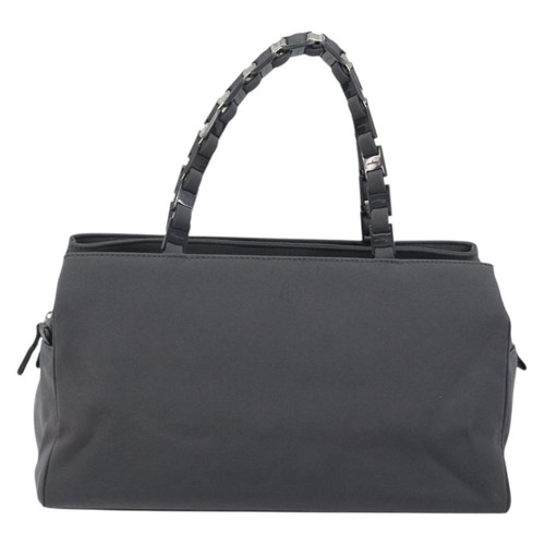 Salvatore Ferragamo Vala Canvas Gray Handbag