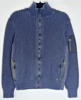 Replay Knit Jumper Small Navy Ribbed Full Zip Sweater Casual