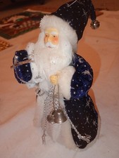 Vintage Rare Xmas Tree Decor Santa Royal Navy Blue Silver Bells 25 Cm