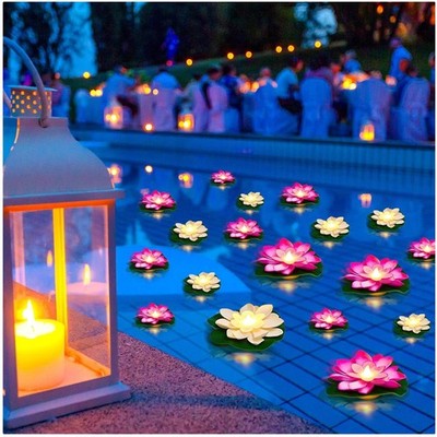 Floating Lotus Lanterns, White Pink | Battery Powered Lights