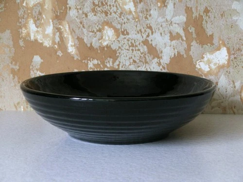 Bauer Pottery Ring Ware Salad Bowl Black 9 1/4"