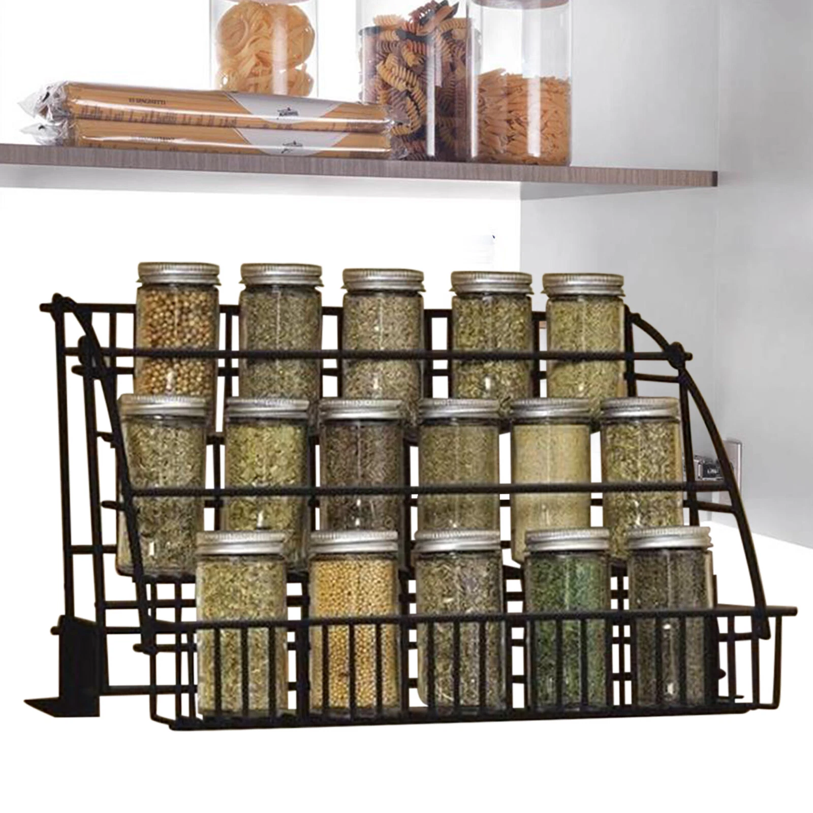 3 Tier Pull Down Spice Rack Organizer Cabinet Pantry ​Countertop for Spices&Jars