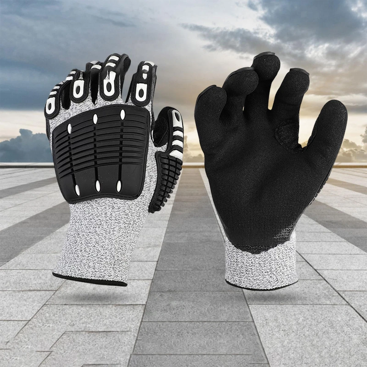 Mechanics Gloves Absorbs Vibration Heavy Duty Work Gloves eBay