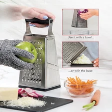 Stainless Steel Cheese Grater withHandle,Kitchen4-Sided Box Grater,Ginger Grater