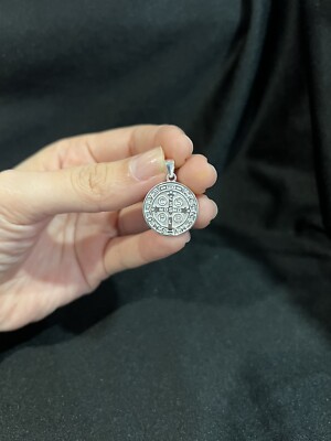 925 Sterling Silber Herren Damen Schutz St. Benedikt San Benito Medaille Anhänger
