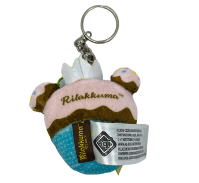 Rilakkuma 3” Keychain Plus Keyring Cupcake Bear Pink Blue Cherry