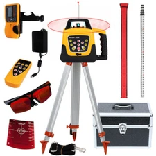 500m Self-leveling Red Laser Level Kit 360 Rotating Rotary with Tripod & Staff