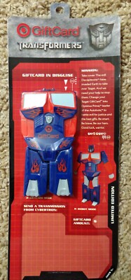 TRANSFORMERS TARGET GIFT CARD optimus prime LIMITED EDITION, No Cash   NEW 