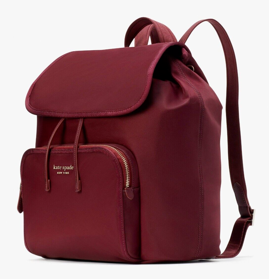 Kate Spade Sam Dark Red Merlot Nylon Medium Backpack K4467  display picture 1
