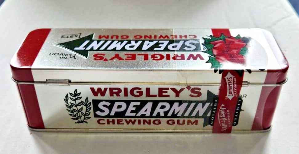 WRIGLEY'S SPEARMINT CHEWING GUM SILVER/RED/WHITE COLLECTIBLE TIN