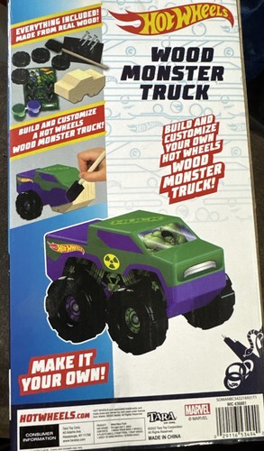 Marvel Hulk Avengers Hot Wheels Wood Monster Truck New In Bag Ages 4+ - 第 2/2 張圖片