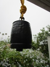 Recycled Metal Handcrafted Ornamental Black Cow Bell NEW 6" x 3" diameter