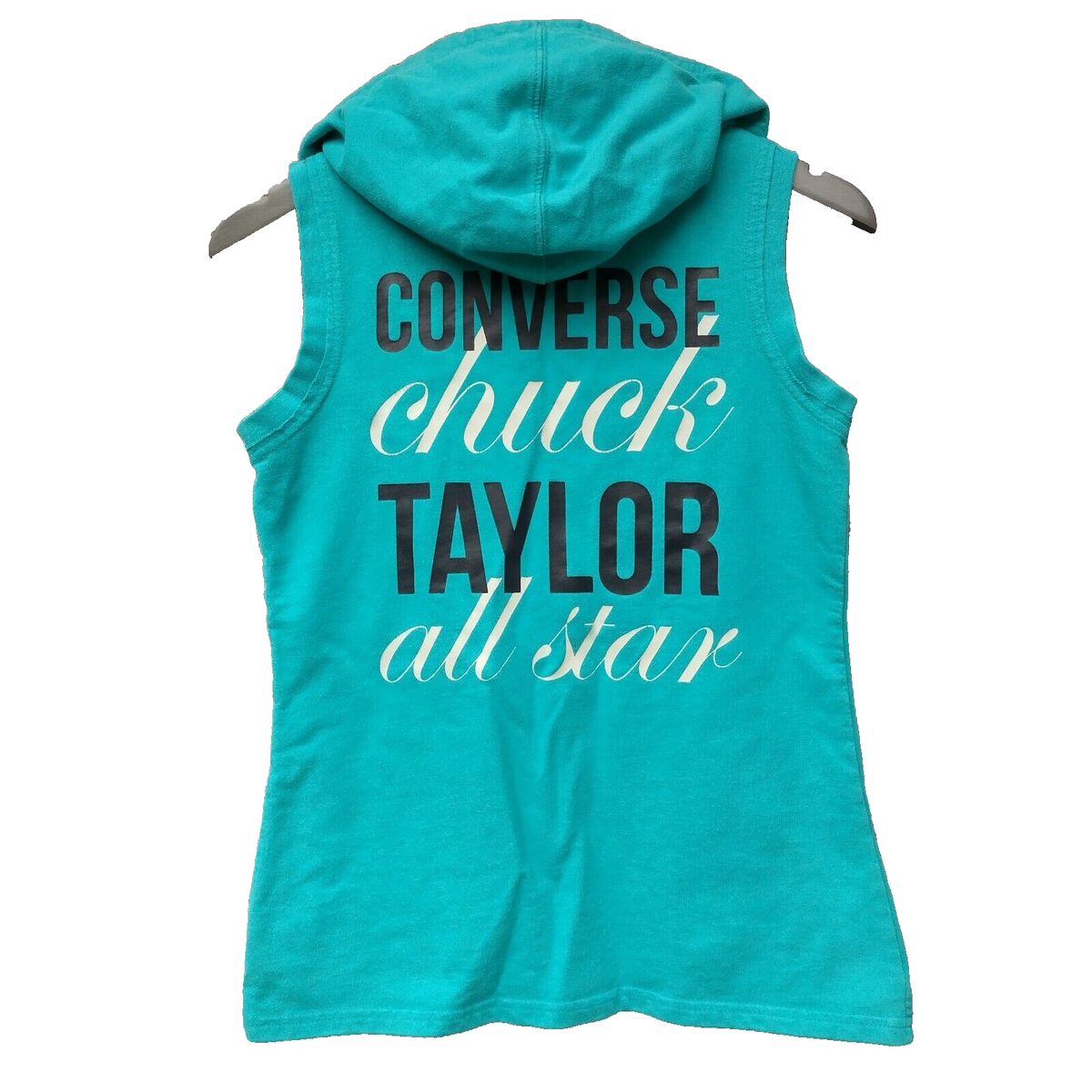 CONVERSE Chuck Tylor sleeveless hoodie full zip jacket vintage blue size  Small | eBay UK