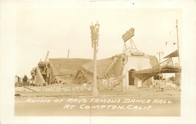 Compton California 1933 Ruins Rays Famous Dance Hall Postcard RPPC 24-8606