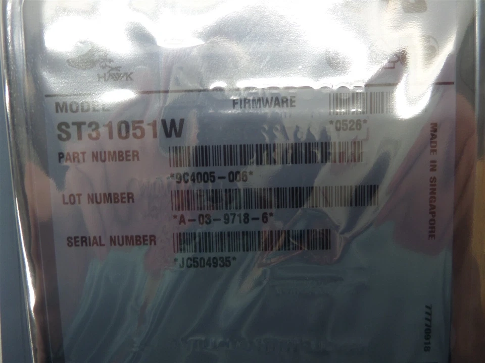 Seagate Hawk ST31051W 1GB 3.5" SCSI Hard Drive 9C4005-006 - Image 2 of 4