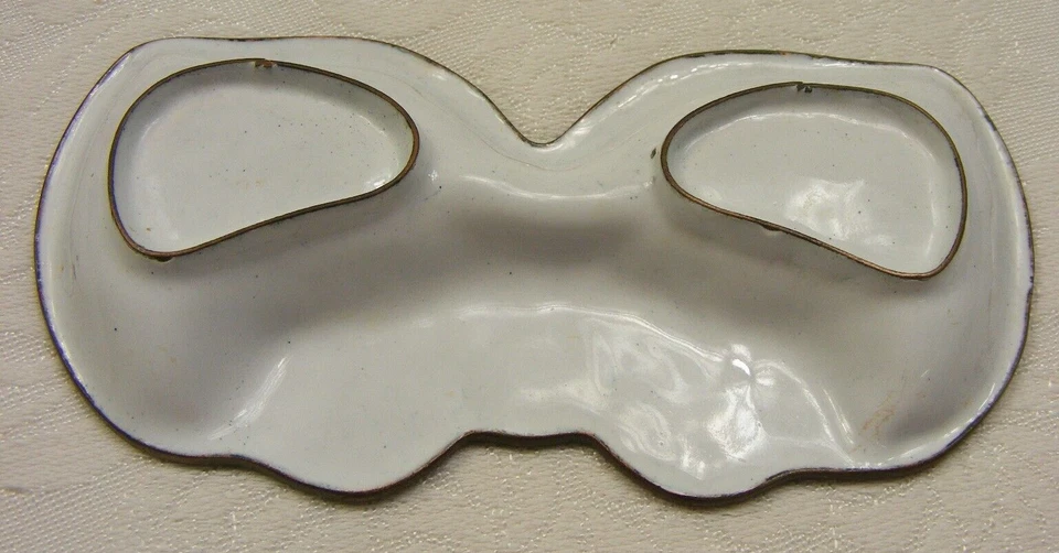 Reposacuchara doble esmaltada vintage azul cangrejo rosa rosas 1-b Foto 3 de 4