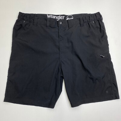 Wrangler Hiking Shorts Mens 46 Black Elastic Waist Pockets Zip