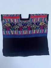 Vintage Guatemalan Huipil. 24  x34  Exquisite Design on black background
