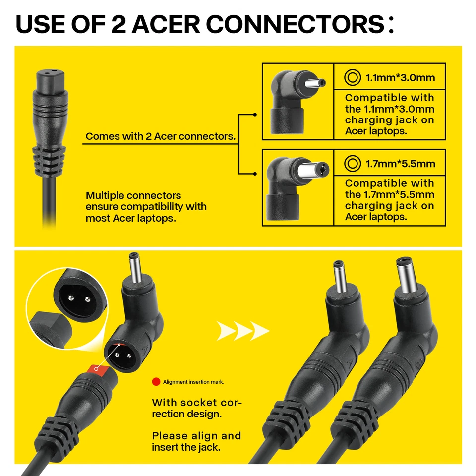Laptop AC Adapter Charger For Acer Aspire One V3 V5 V7 V 3 5 7 E11 E14 E15 E17 - Image 2 of 4
