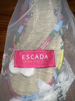 Escada Agua Del Sol Multi-color Tropical Beach Sandals SZ 8 M NEW With Bag!!