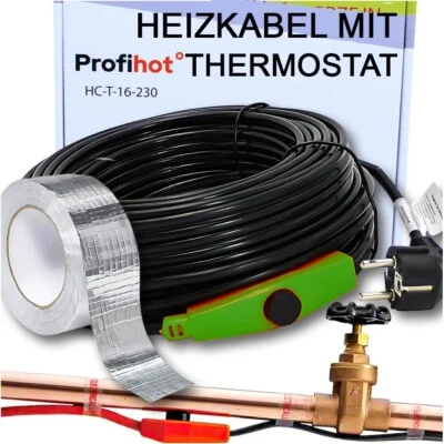 PROFIHOT HEIZKABEL mit THERMOSTAT Rohrbegleitheizung Frostschutz 230V Heizleitung 1-49m ⭐