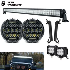 For Jeep Wrangler TJ 1997-2006 50/52" LED Light Bar Combo+4" Pods +7" Headlights
