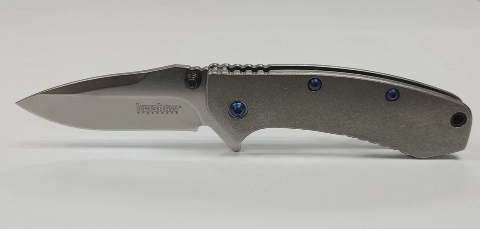 Kershaw Cryo 1 Frame Lock 2.75" Stonewash 1555G10 Blue Titanium Upgrade - Image 2 of 4