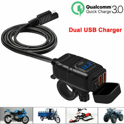 Dual Wasserdicht Usb-Anschluss Motorrad Ladegerät Buchse Schwarz Netzteil