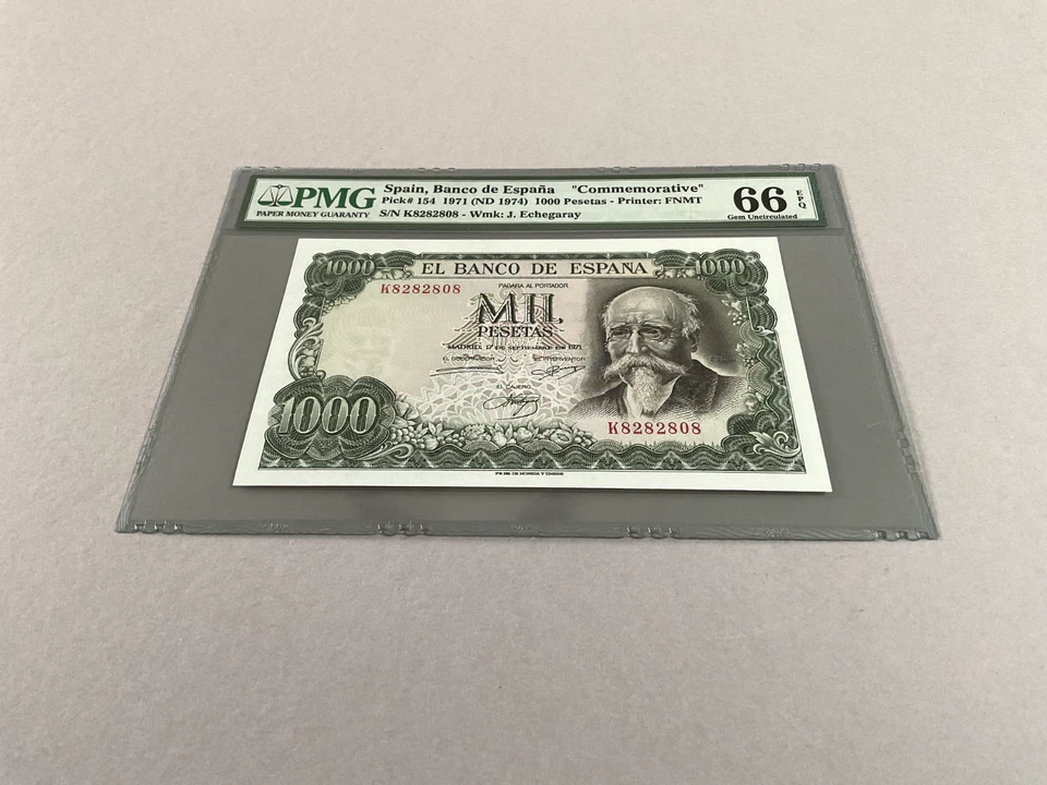 Spain 1,000 Pesetas P-154 ND(1974) PMG 66 EPQ *Commemorative* - Image 2 of 4