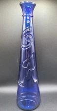 Studio Nova W Germany Cobalt Blue Glass Vase Celestial Shapes 13" Tall