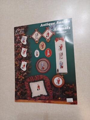 DWU Cross Stitch Pattern Booklet Antique Santa's With Animals Christmas Holiday