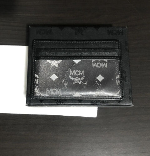 MCM card holder reflective black men wallet
