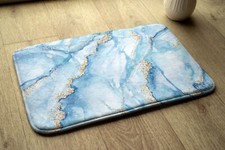 Non-Slip Bathroom Soft Rug Absorbent Bath Mat - 75x45 cm - Blue marble