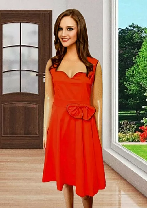 ROBE LINDY BOP TAILLE UK 12 VINTAGE ORANGE SANS MANCHES COUPE SWING CLAT MID