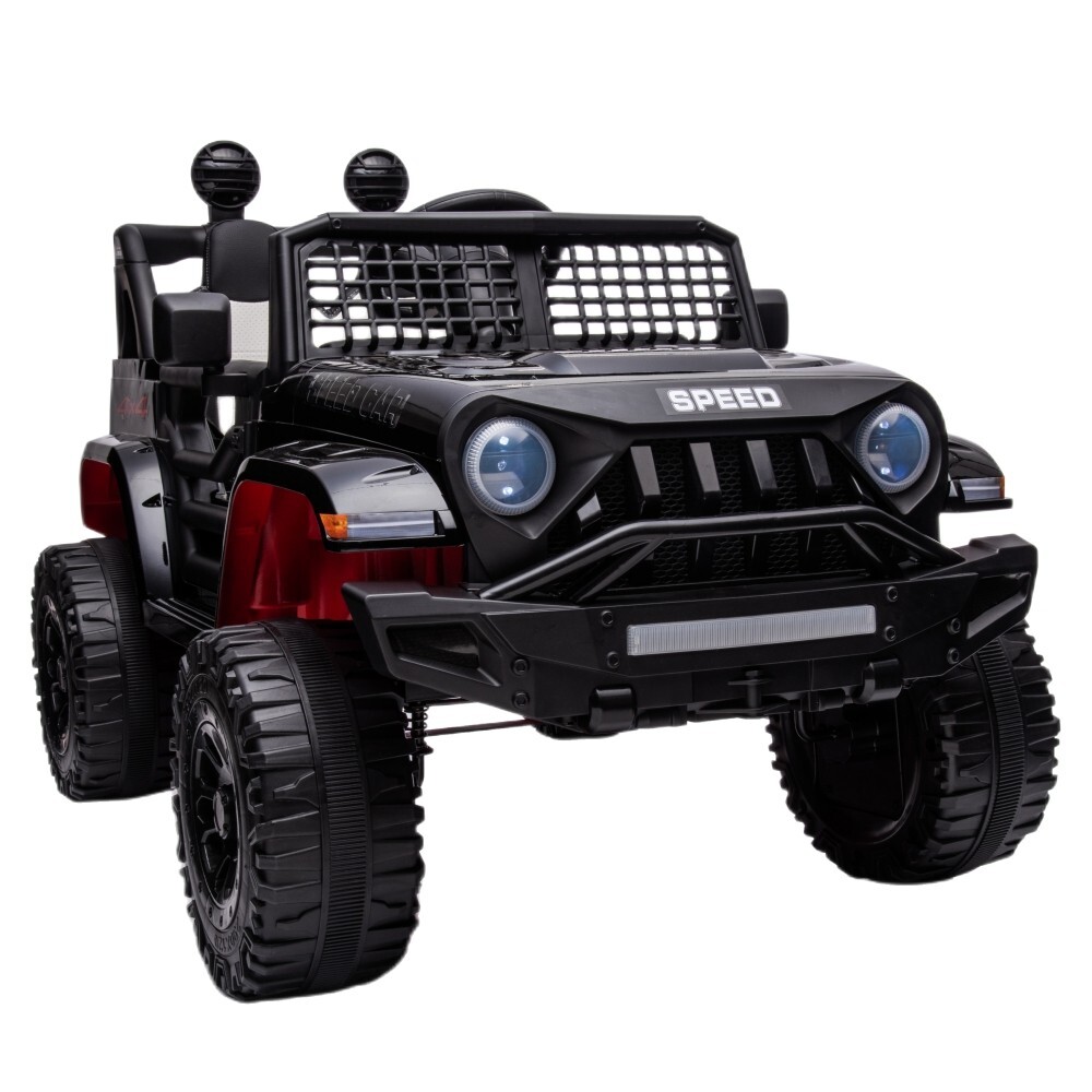 Black 12V Kids Car Power Wheels Ride-on Truck Vehicle w/Remote Control LED Light